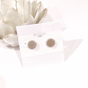 Minimalist Brushed Silver Circular Earrings